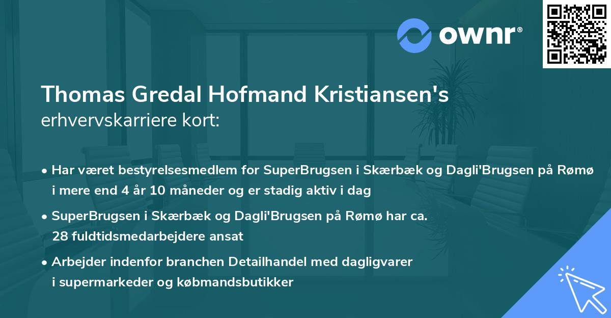 Thomas Gredal Hofmand Kristiansen's erhvervskarriere kort