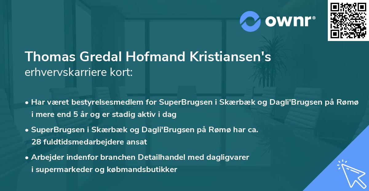 Thomas Gredal Hofmand Kristiansen's erhvervskarriere kort