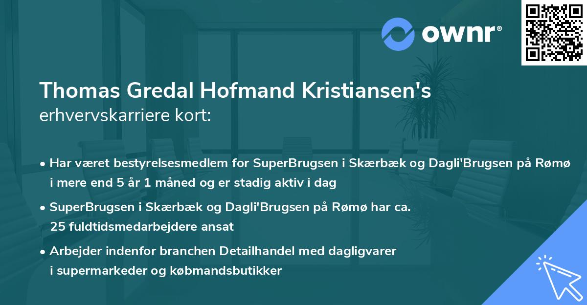 Thomas Gredal Hofmand Kristiansen's erhvervskarriere kort