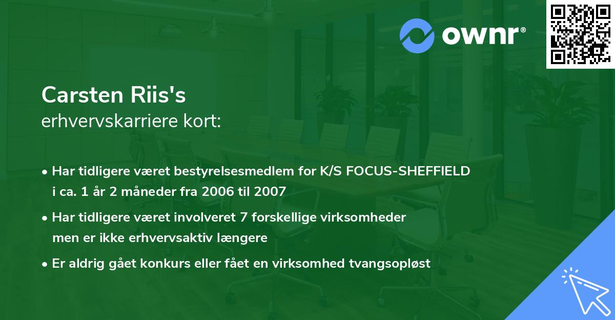 Carsten Riis's erhvervskarriere kort