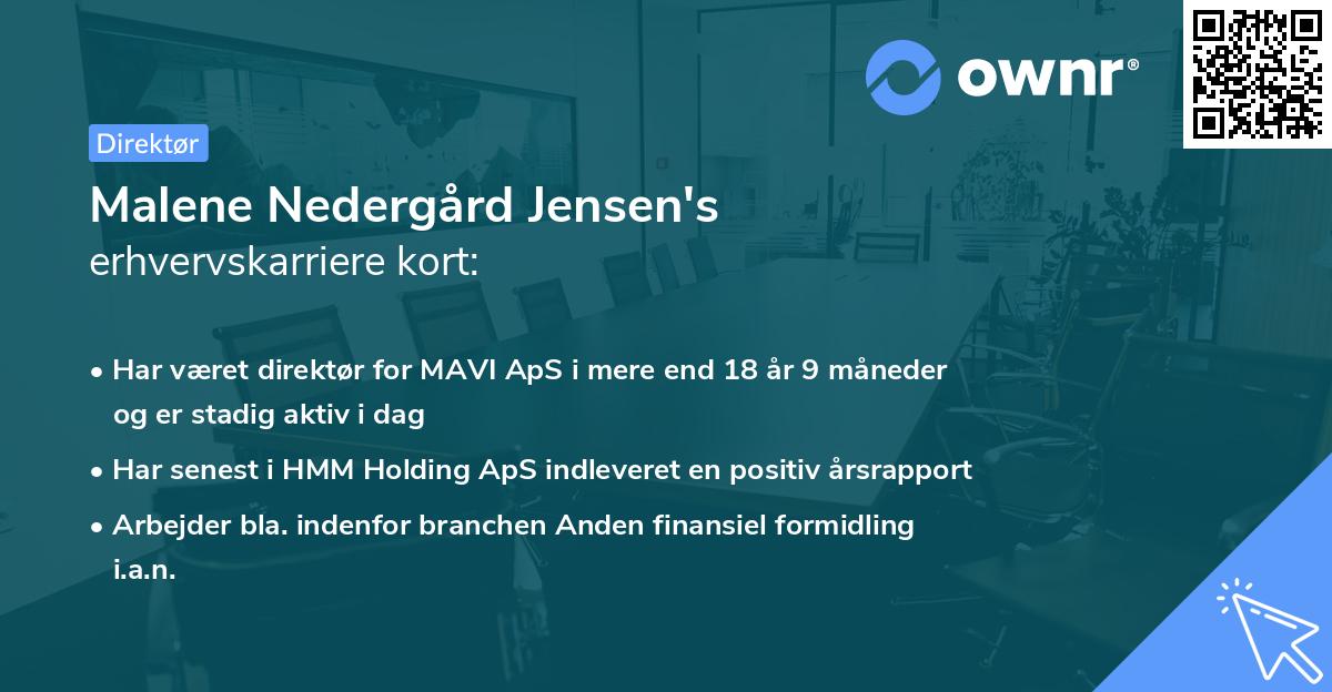 Malene Nedergård Jensen's erhvervskarriere kort