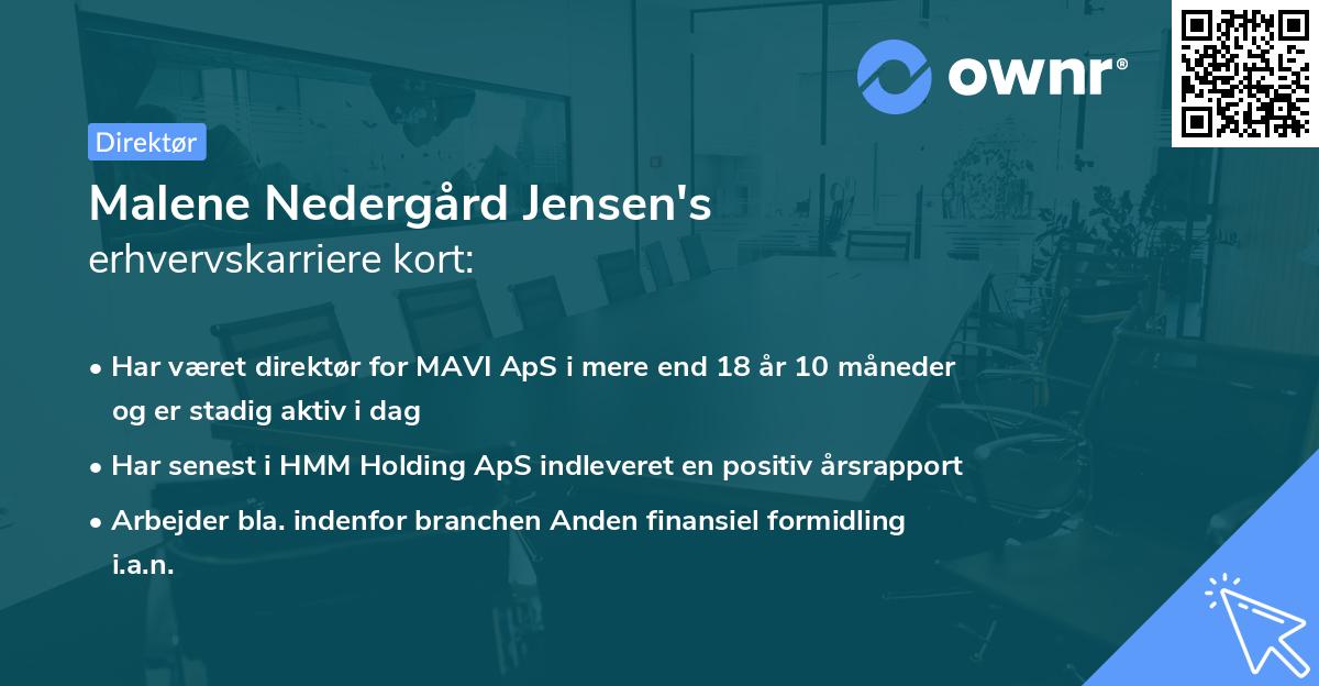 Malene Nedergård Jensen's erhvervskarriere kort