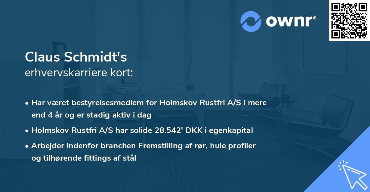 Claus Schmidt's erhvervskarriere kort