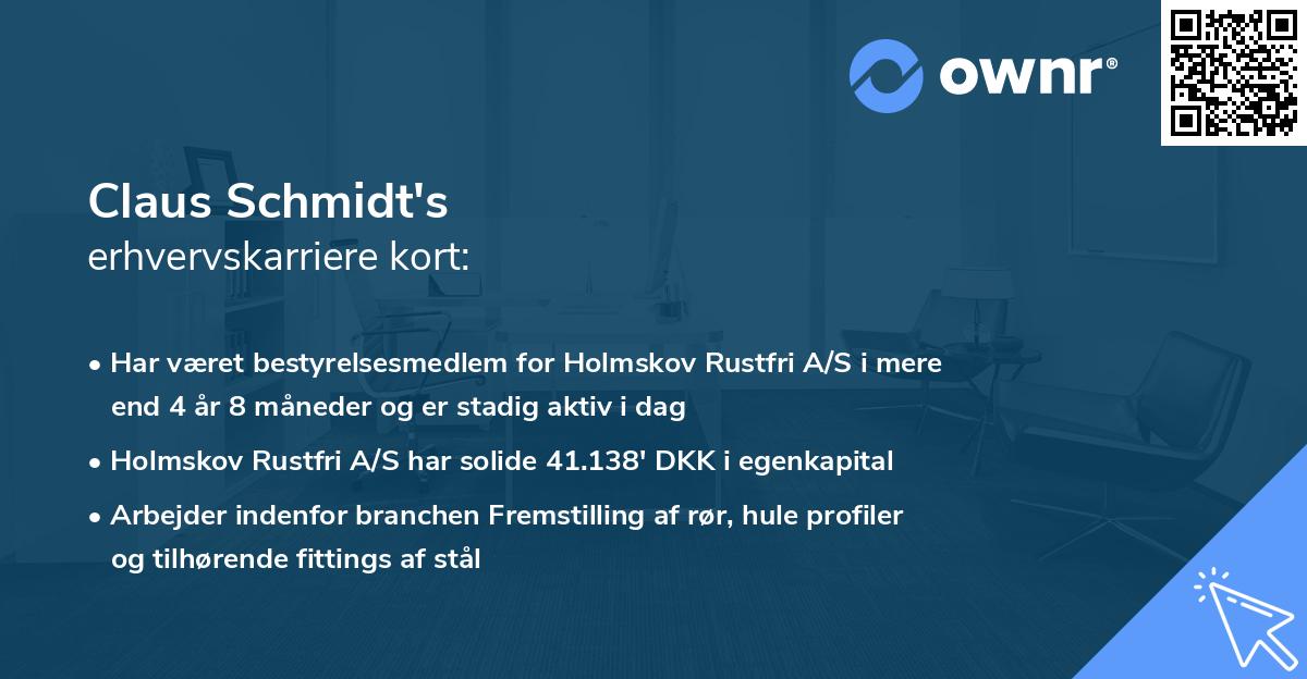 Claus Schmidt's erhvervskarriere kort