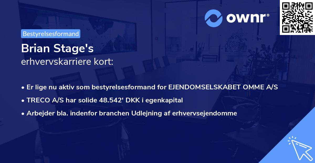 Brian Stage's erhvervskarriere kort