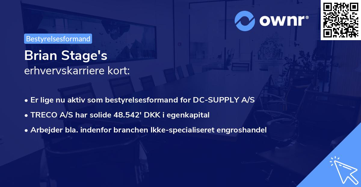 Brian Stage's erhvervskarriere kort
