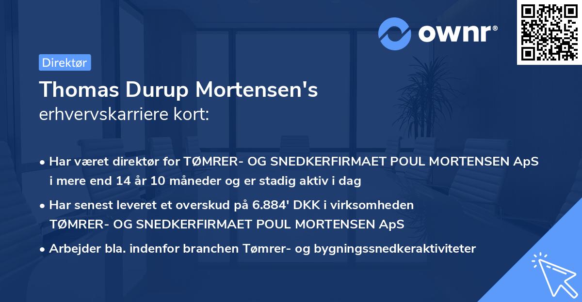 Thomas Durup Mortensen's erhvervskarriere kort