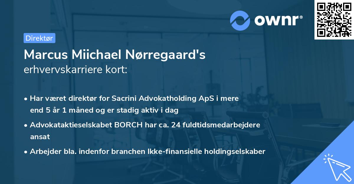 Marcus Miichael Nørregaard's erhvervskarriere kort