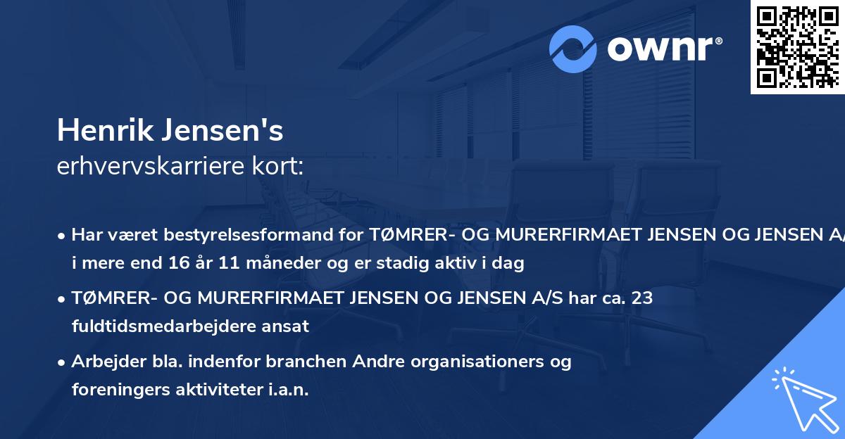 Henrik Jensen's erhvervskarriere kort
