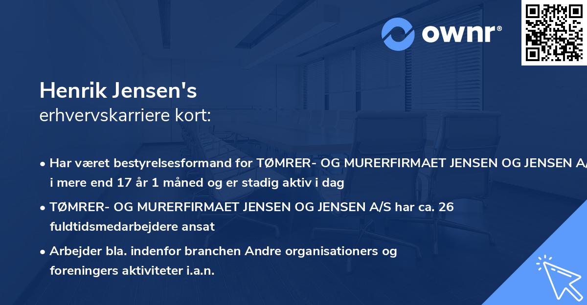 Henrik Jensen's erhvervskarriere kort