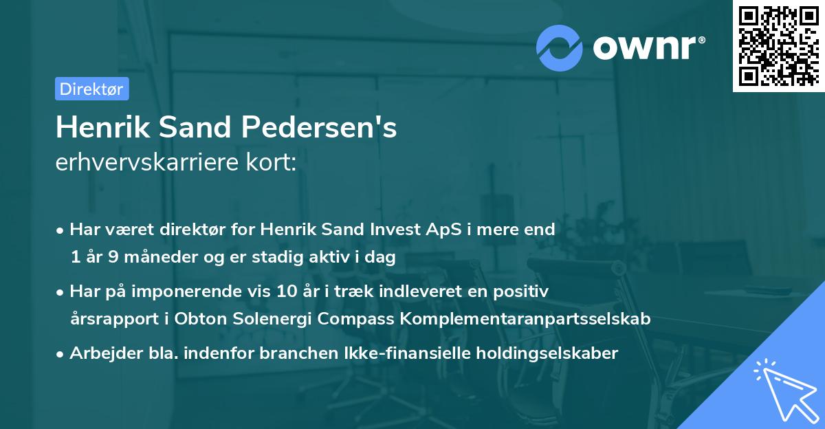 Henrik Sand Pedersen's erhvervskarriere kort