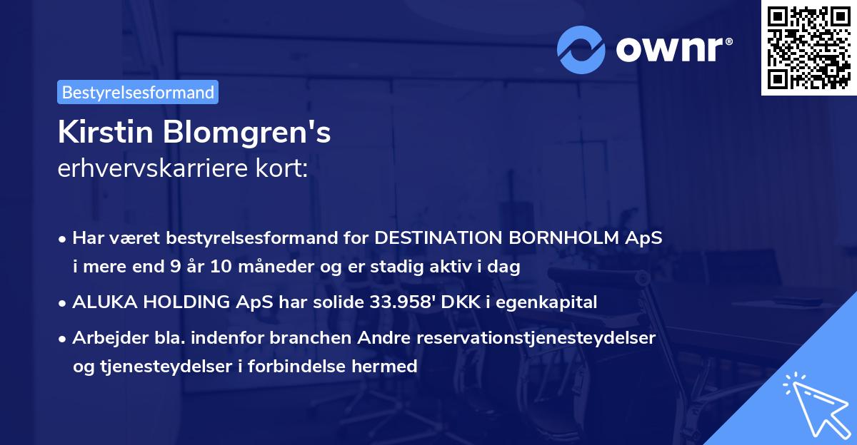 Kirstin Blomgren's erhvervskarriere kort