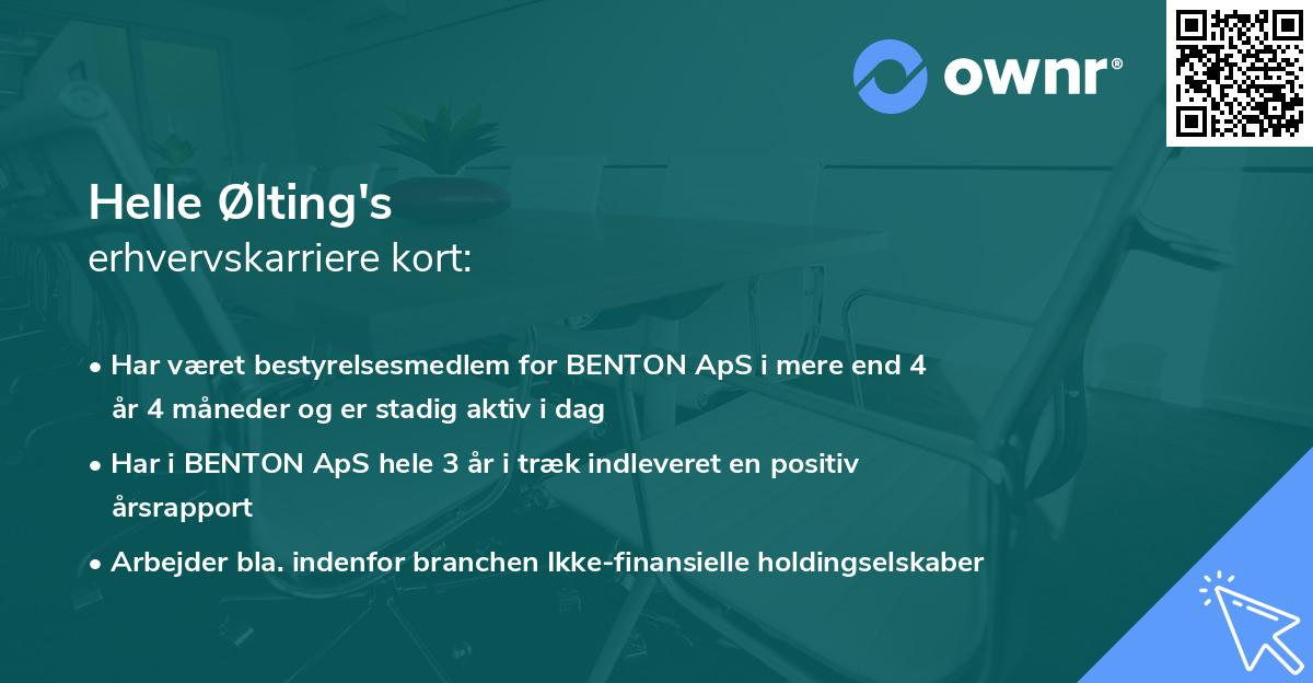 Helle Ølting's erhvervskarriere kort