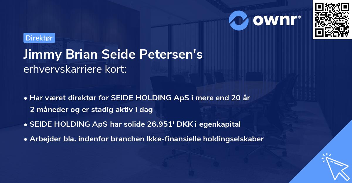 Jimmy Brian Seide Petersen's erhvervskarriere kort