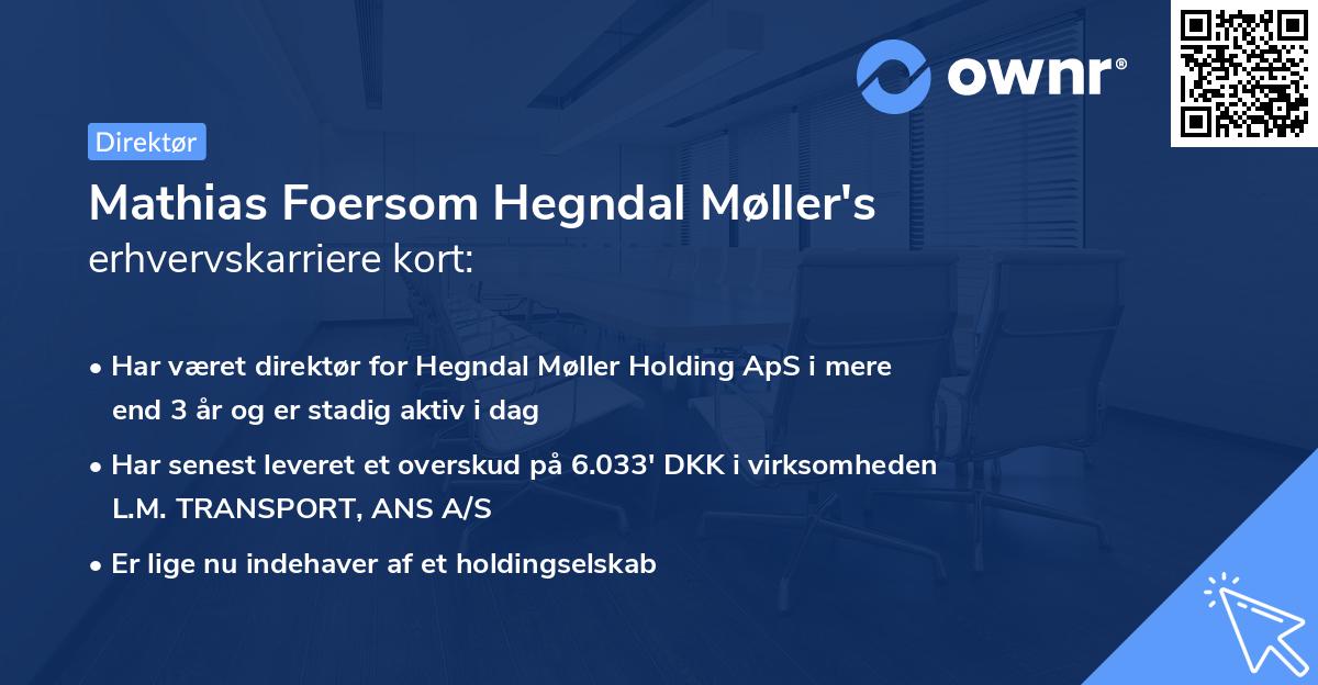 Mathias Foersom Hegndal Møller's erhvervskarriere kort