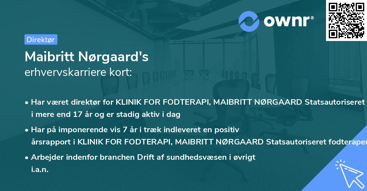 Maibritt Nørgaard's erhvervskarriere kort