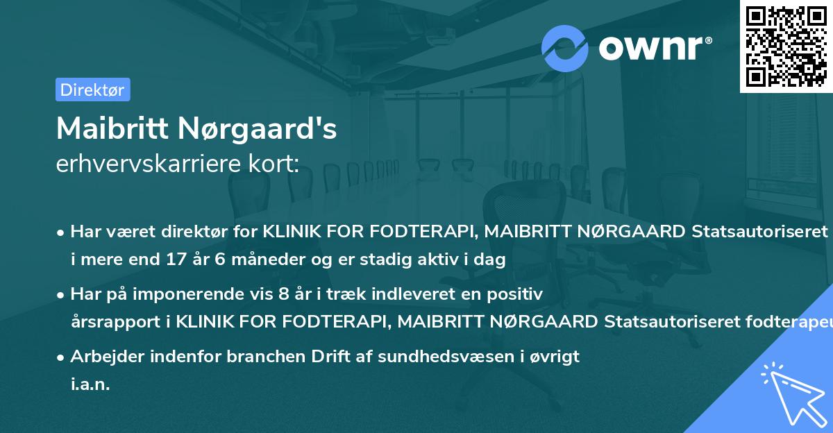 Maibritt Nørgaard's erhvervskarriere kort