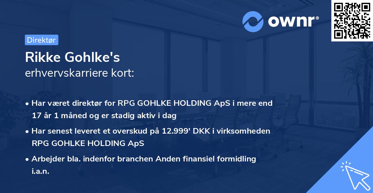 Rikke Gohlke's erhvervskarriere kort