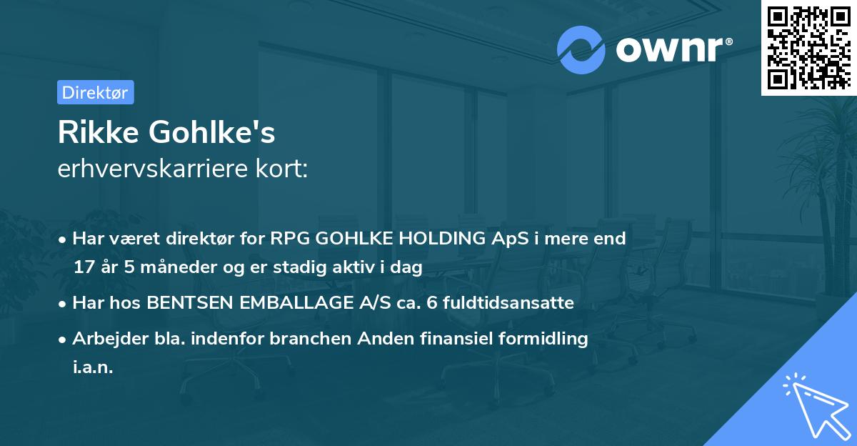 Rikke Gohlke's erhvervskarriere kort
