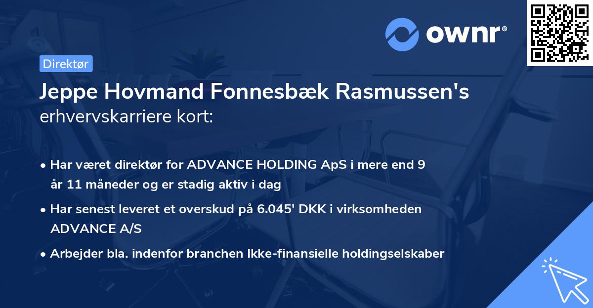 Jeppe Hovmand Fonnesbæk Rasmussen's erhvervskarriere kort