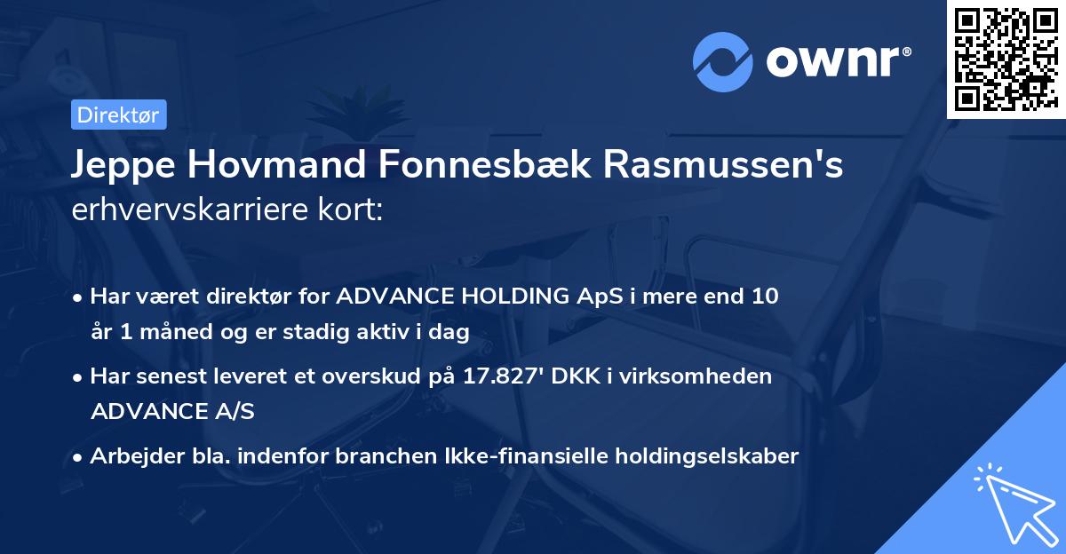 Jeppe Hovmand Fonnesbæk Rasmussen's erhvervskarriere kort