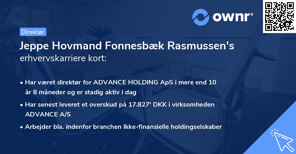 Jeppe Hovmand Fonnesbæk Rasmussen's erhvervskarriere kort