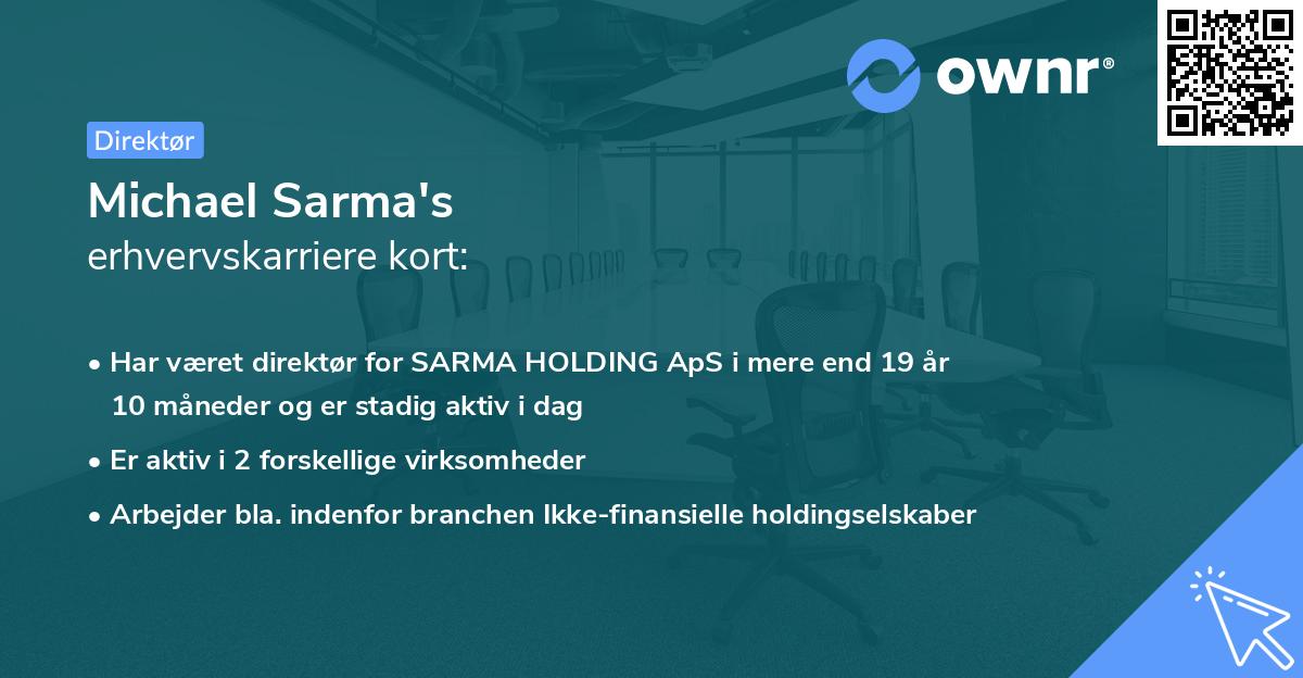 Michael Sarma's erhvervskarriere kort