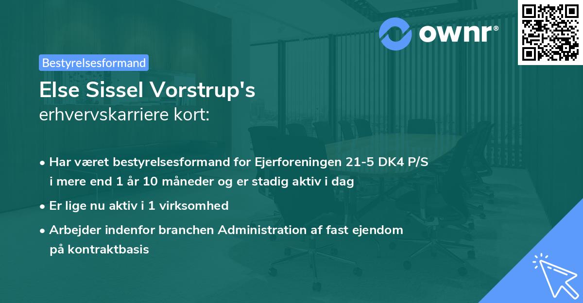 Else Sissel Vorstrup's erhvervskarriere kort