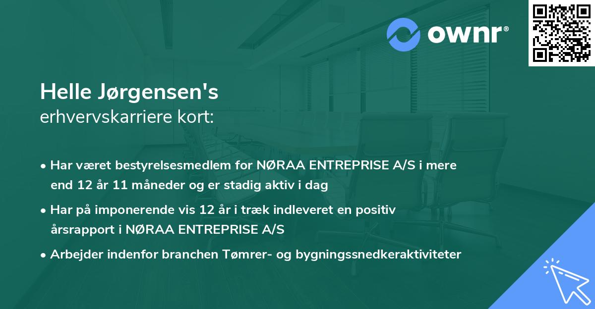 Helle Jørgensen's erhvervskarriere kort