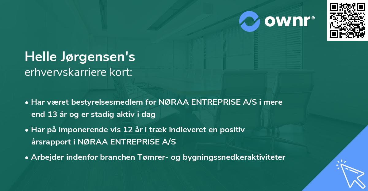Helle Jørgensen's erhvervskarriere kort