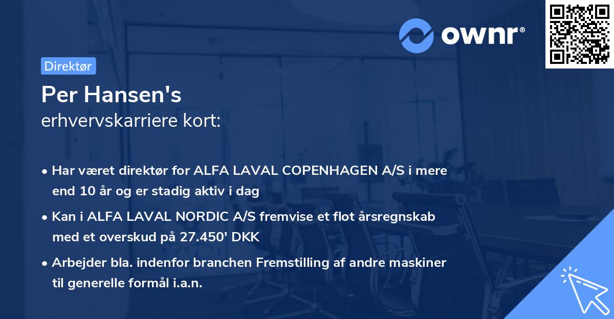 Per Hansen's erhvervskarriere kort