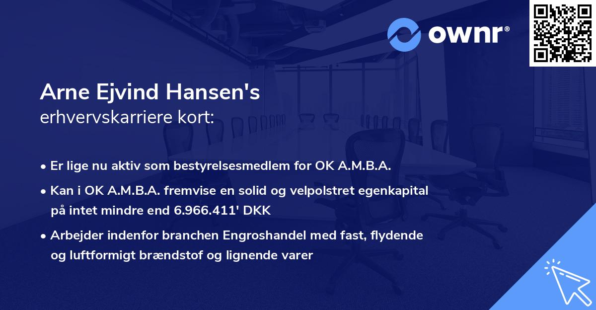 Arne Ejvind Hansen's erhvervskarriere kort