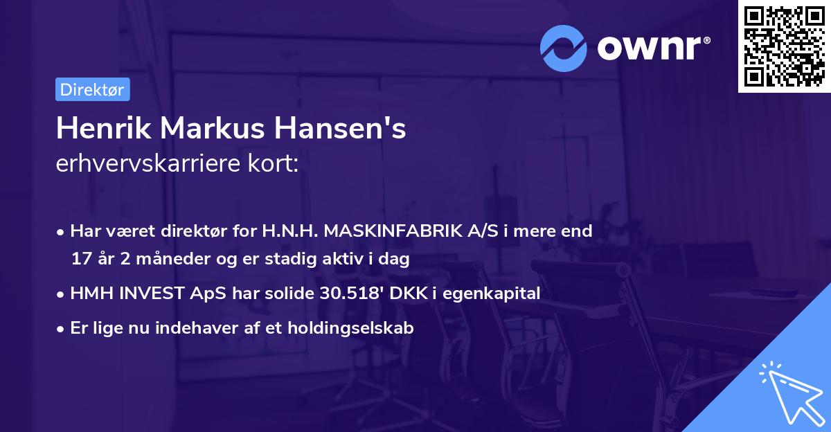 Henrik Markus Hansen's erhvervskarriere kort