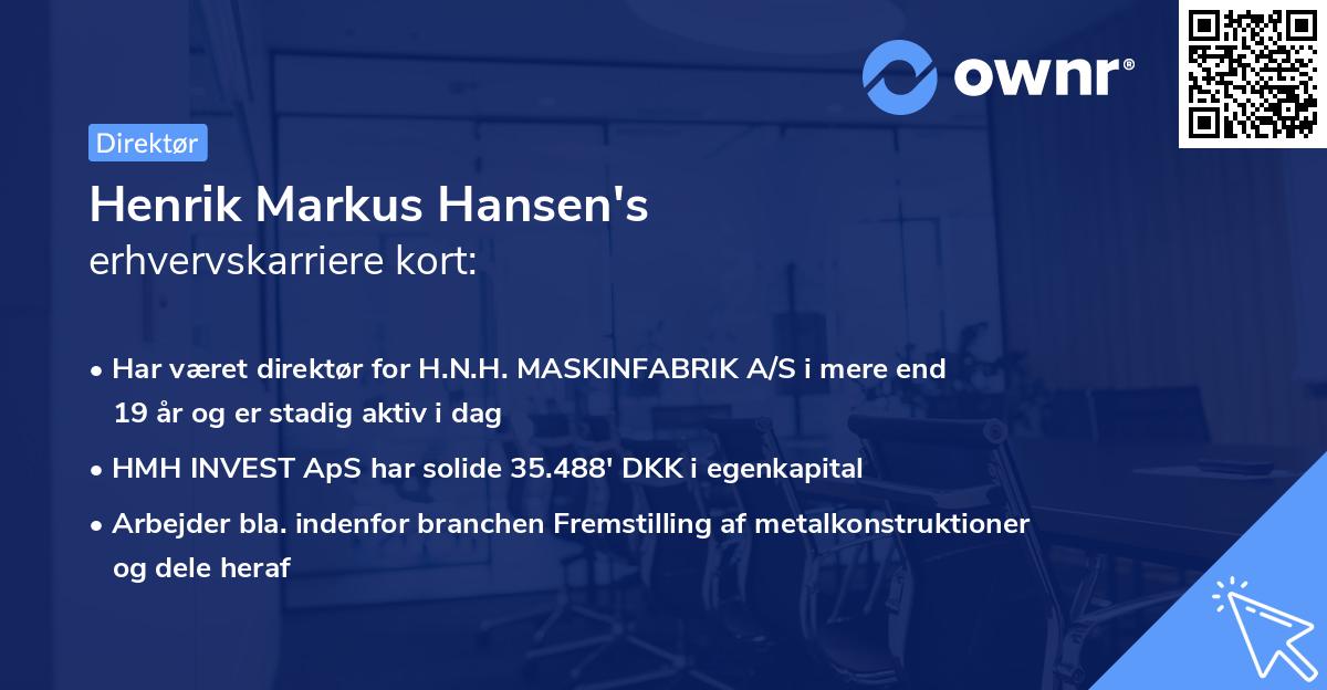 Henrik Markus Hansen's erhvervskarriere kort