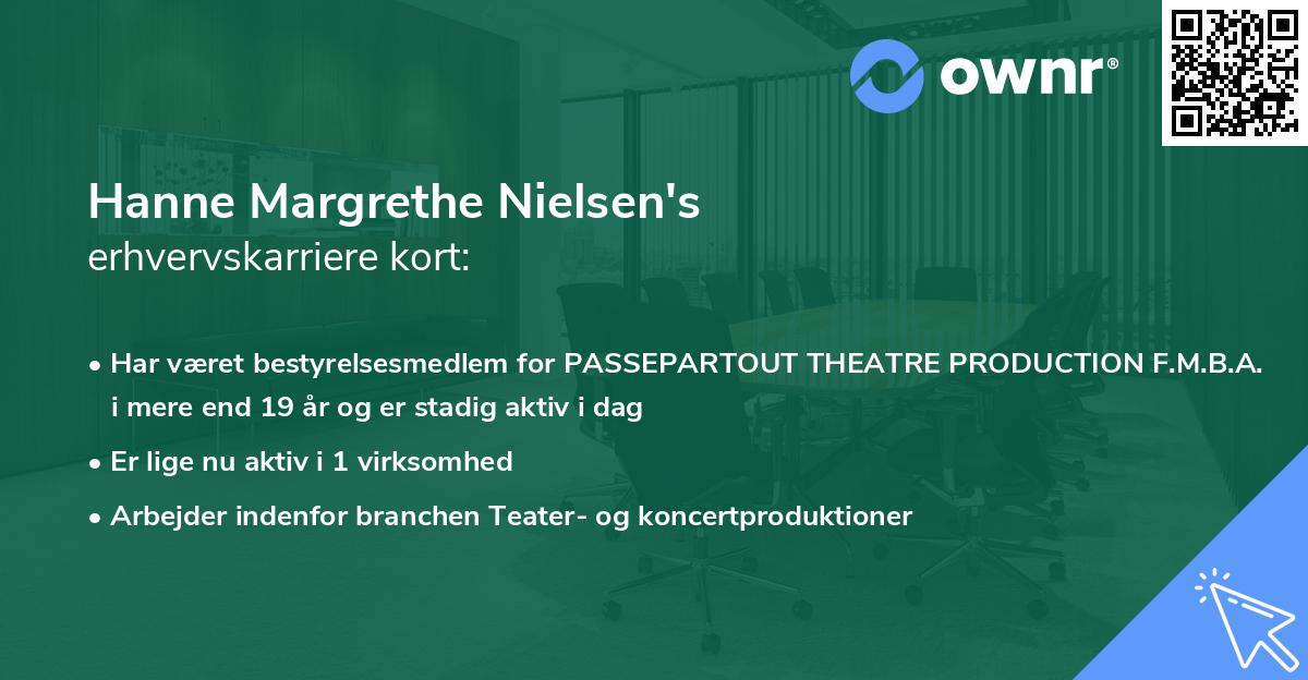 Hanne Margrethe Nielsen's erhvervskarriere kort