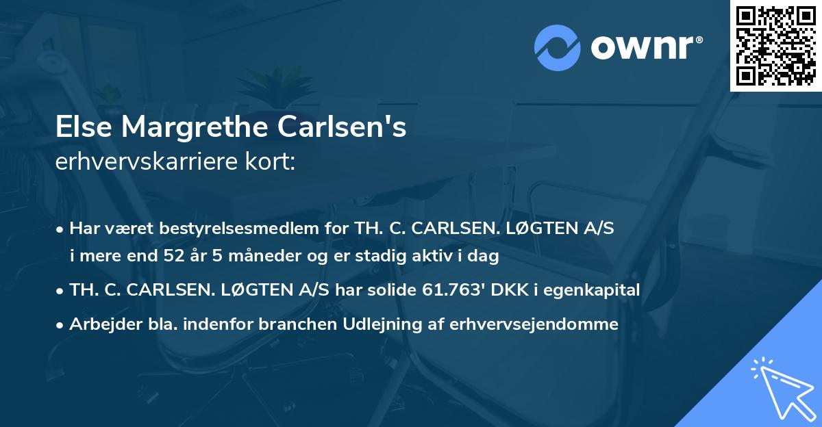 Else Margrethe Carlsen's erhvervskarriere kort