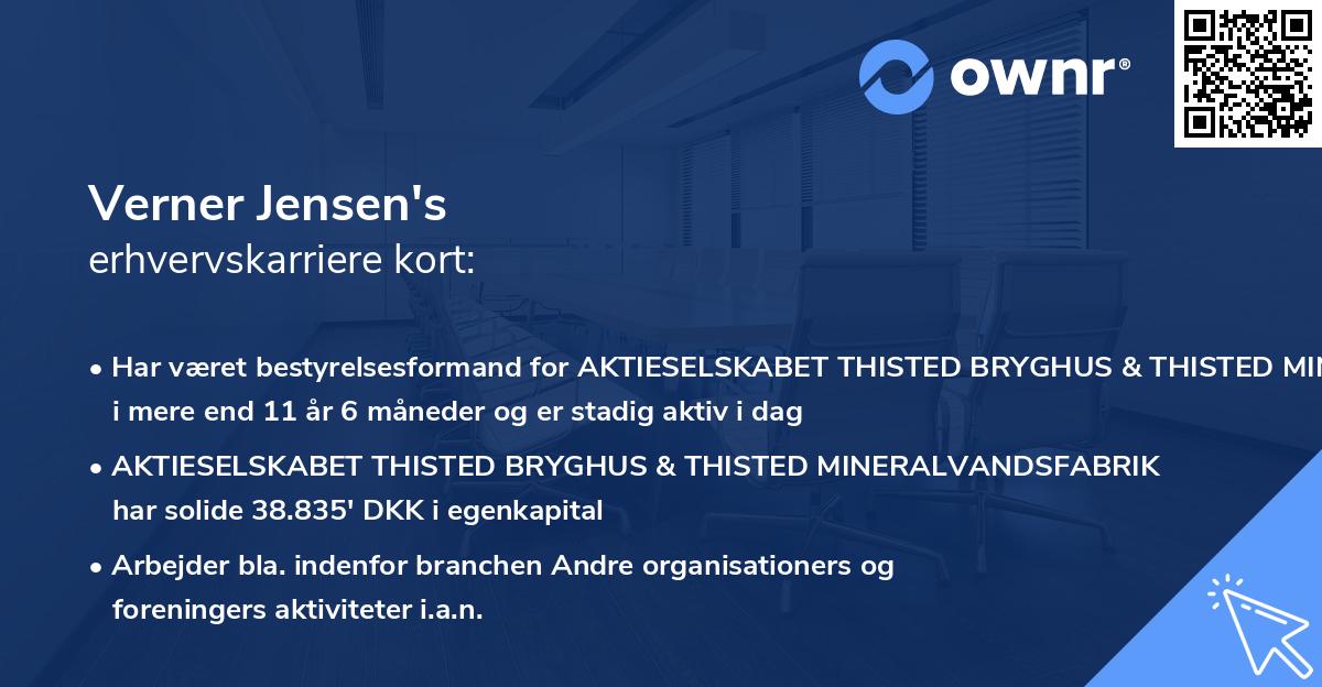 Verner Jensen's erhvervskarriere kort