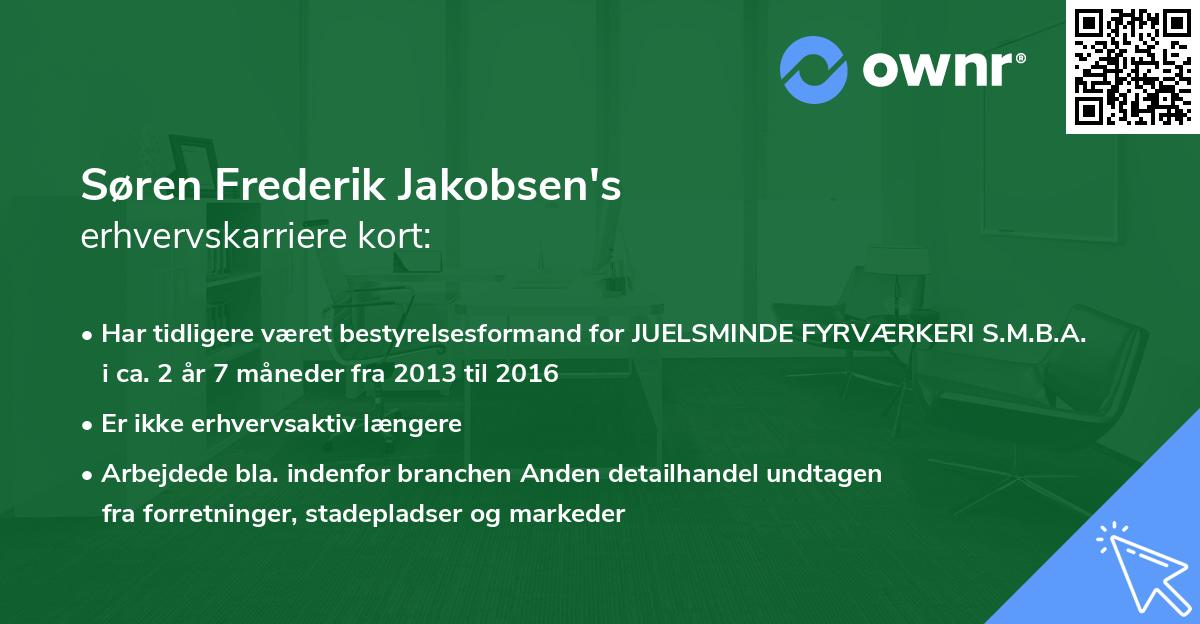 Søren Frederik Jakobsen's erhvervskarriere kort