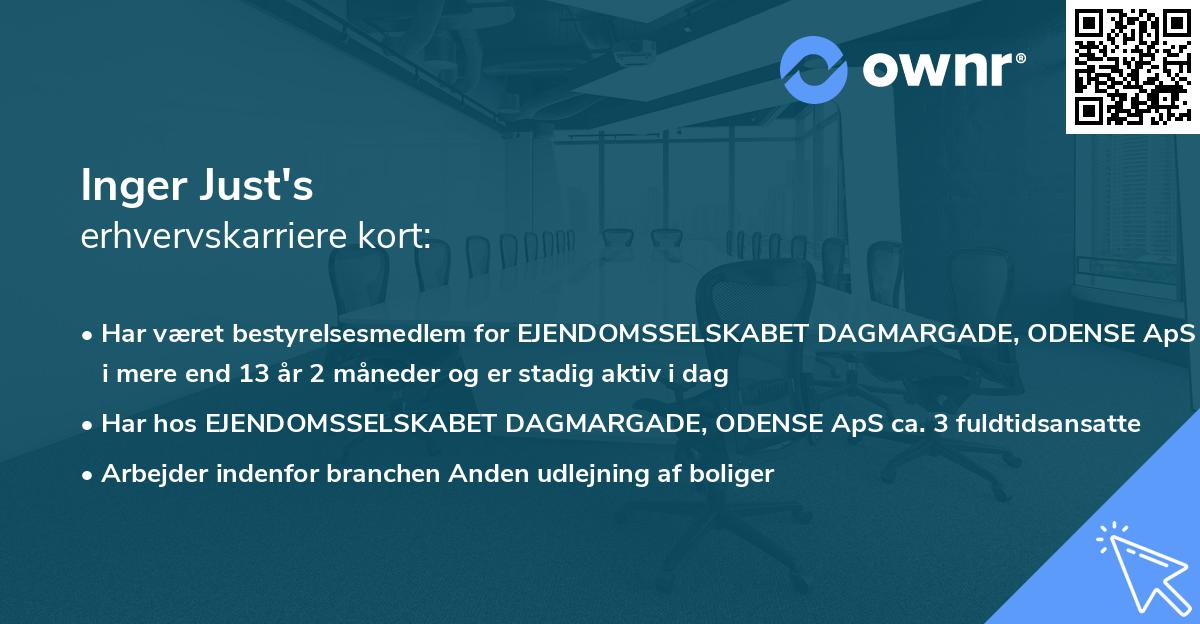 Inger Just's erhvervskarriere kort