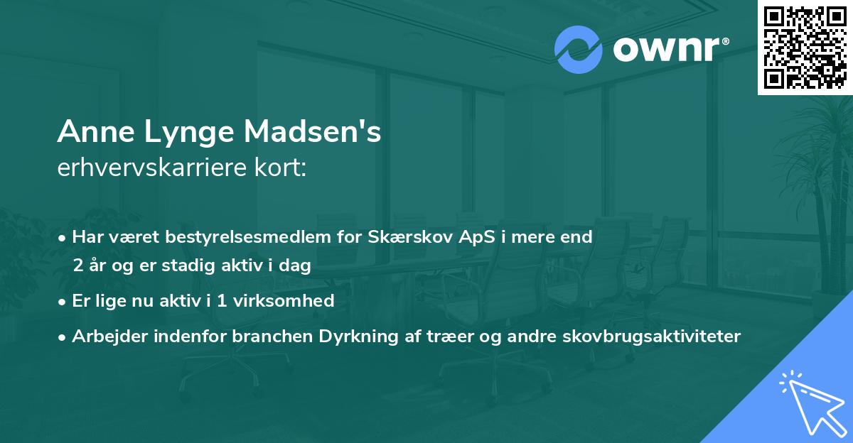Anne Lynge Madsen's erhvervskarriere kort