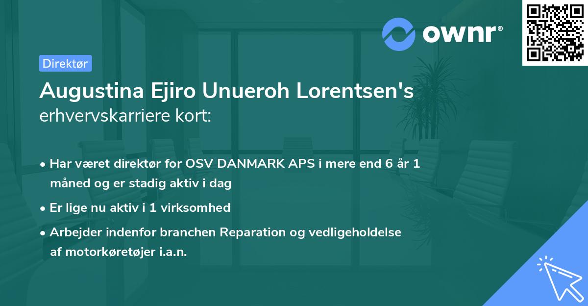 Augustina Ejiro Unueroh Lorentsen's erhvervskarriere kort