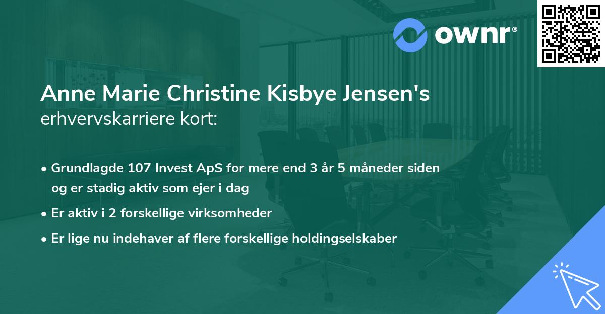 Anne Marie Christine Kisbye Jensen's erhvervskarriere kort