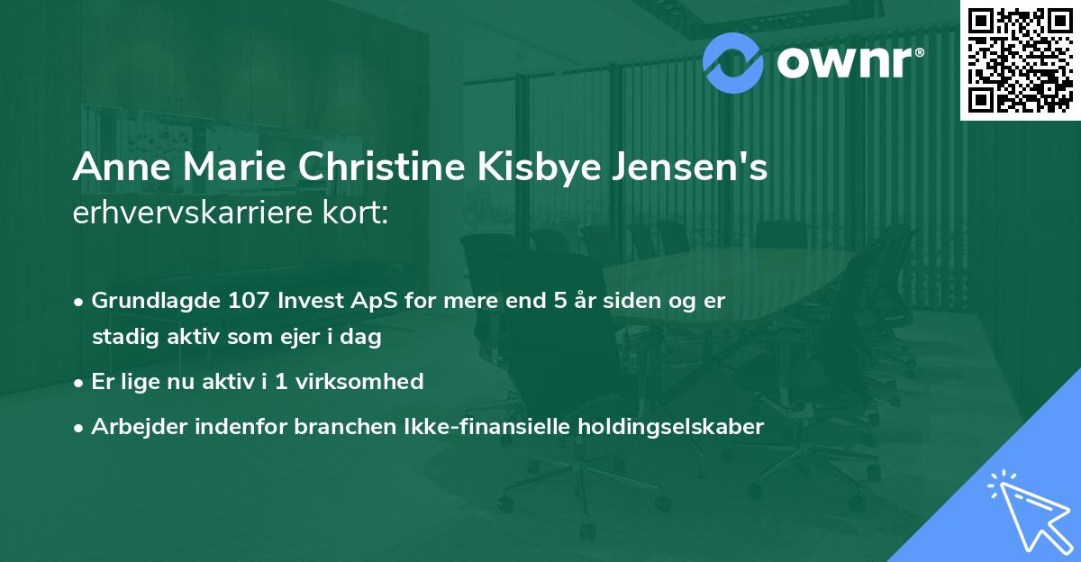 Anne Marie Christine Kisbye Jensen's erhvervskarriere kort
