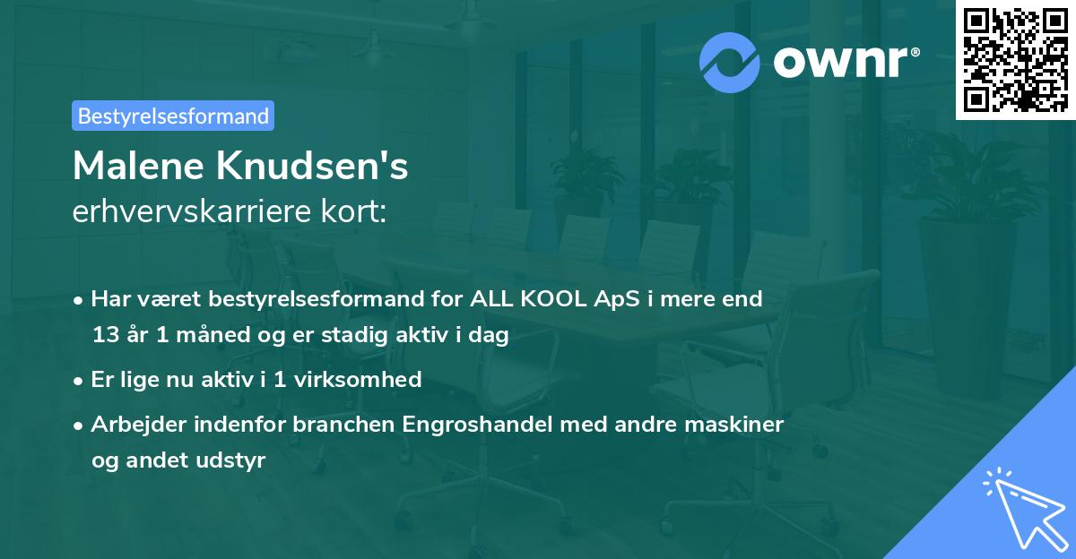 Malene Knudsen's erhvervskarriere kort