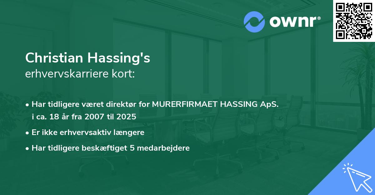 Christian Hassing's erhvervskarriere kort