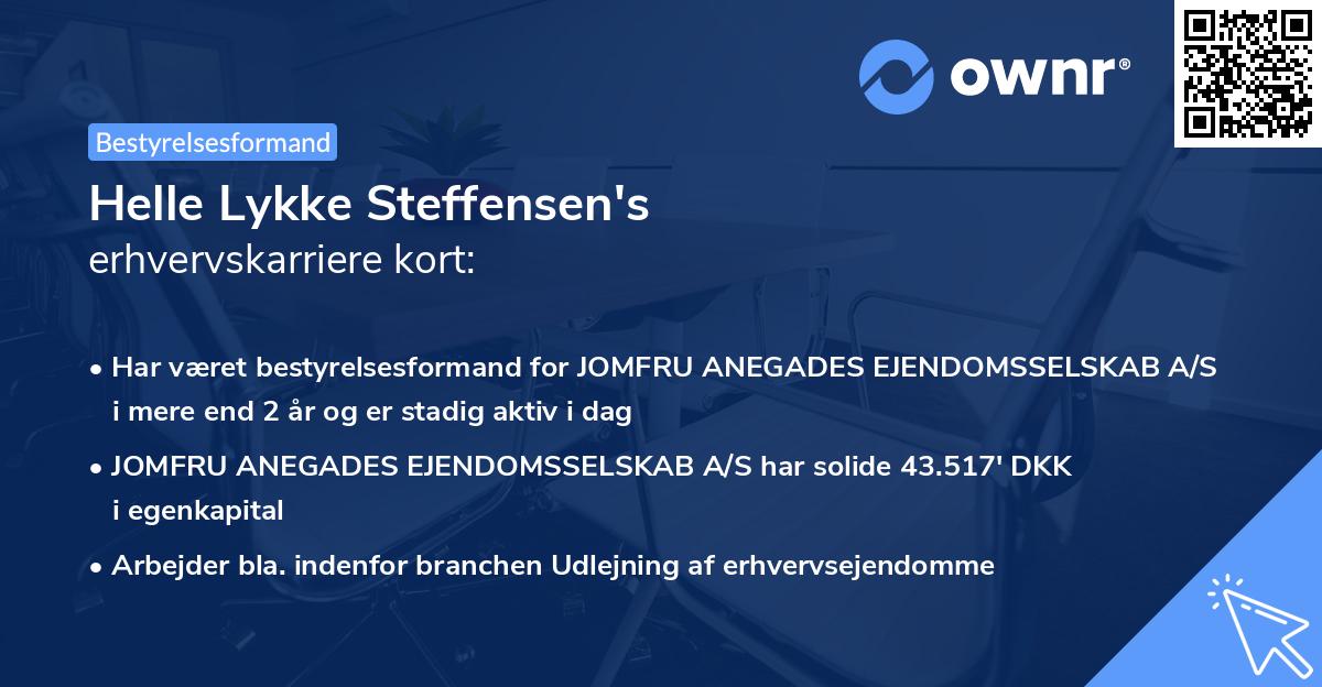 Helle Lykke Steffensen's erhvervskarriere kort