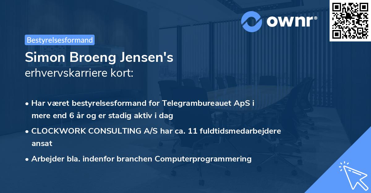 Simon Broeng Jensen's erhvervskarriere kort