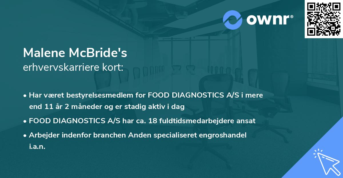 Malene McBride's erhvervskarriere kort