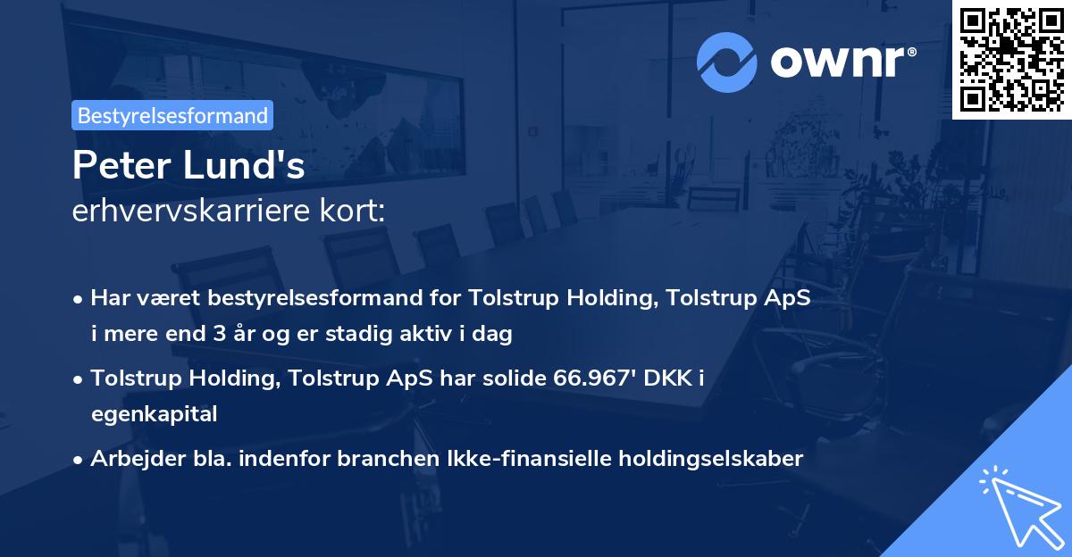 Peter Lund's erhvervskarriere kort