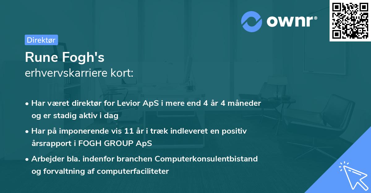 Rune Fogh's erhvervskarriere kort